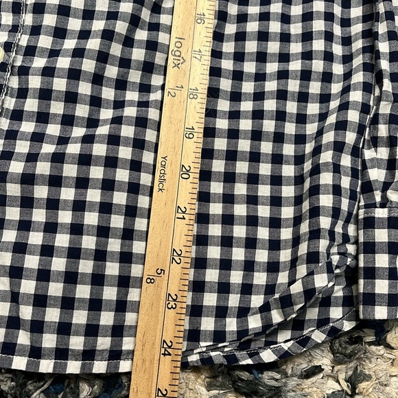 Old Navy The Classic Short Navy Blue Gingham Check Cotton Button Down Small - Picture 7 of 7